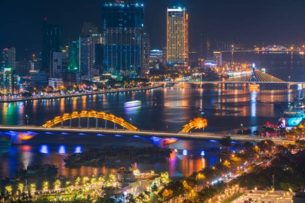 Dragon bridge high angle view from a high building - Da Nang city, Quang Nam Da Nang province, central Vietnam